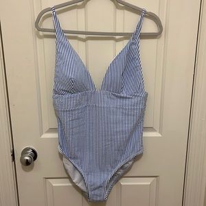 J Crew Plunge V-neck one-piece in seersucker